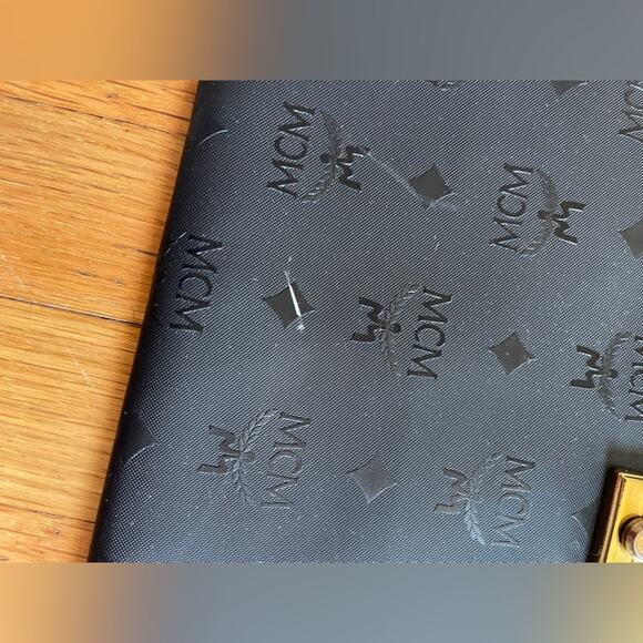 80s Vintage Black MCM Envelope Style Soft Briefcase with Key - Picture 6 of 14